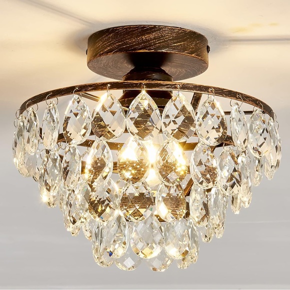 Other - (NEW) 9”x10” Bronze Crystal Flush Mount Light/ Hallway Light/ Small room